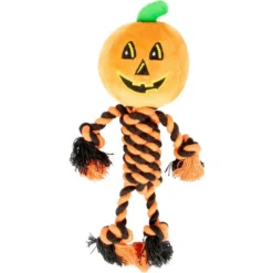 Orange & Black Pumpkin Rope Dog Toy