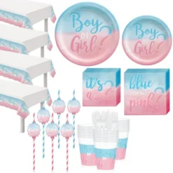 Gender Reveal Tableware Kit For 32 Guests
