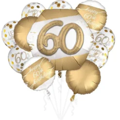 Golden Age 60th Birthday Balloon Bouquet