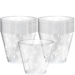 Dancing Snowflakes Plastic Tumblers, 9oz, 40ct