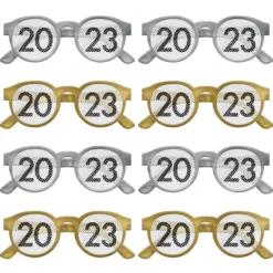 Gold & Silver 2023 Party Glasses, 8ct