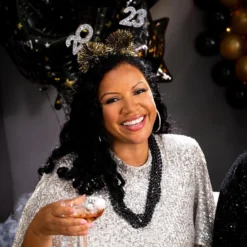 Metallic Silver & Gold 2023 Pom Pom Headbopper -Party Supply Store 949044 02