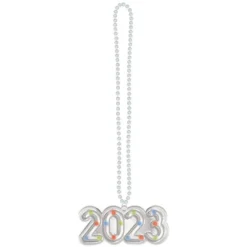 Light-Up Silver 2023 Plastic Necklace, 36in