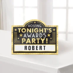 Customizable Awards Night Host Cardboard Marquee Easel Sign, 14in X 10.5in