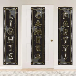 Metallic Lights Camera Party Foil & Plastic Vertical Banners, 15in X 60in, 3ct - Awards Night
