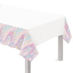 Pastel Marble Plastic Table Cover, 54in X 102in