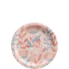 Metallic Rose Gold Floral Paper Dessert Plates, 6.75in, 20ct