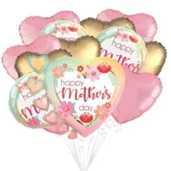 Ombre Border Floral Happy Mother's Day Foil Balloon Bouquet, 13pc