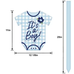 It's A Boy Baby In Bloom Bodysuit Baby Shower MDF Yard Sign, 14.5in X 33.5in -Party Supply Store 951186 02