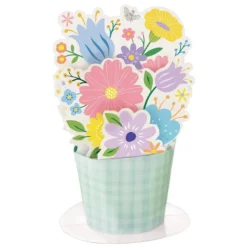 Spring Flowers Pop-Up Cardstock Centerpiece, 6.9in X 11in