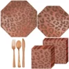Rose Gold Leopard Print Tableware Kit For 20 Guests