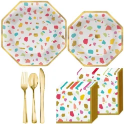 Rainbow Terrazzo Tableware Kit For 20 Guests