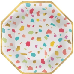 Rainbow Terrazzo Tableware Kit For 20 Guests -Party Supply Store 953310 02