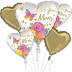 Butterfly, Flowers & Hearts Mother's Day Foil Balloon Bouquet, 5pc -Party Supply Store 953351 03