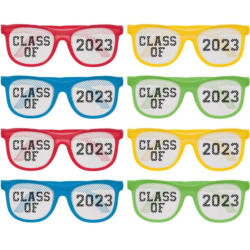 Multicolor Class Of 2023 Graduation Plastic Sunglasses, 8ct 1 Multicolor Class Of 2023 Graduation Plastic Sunglasses, 8ct