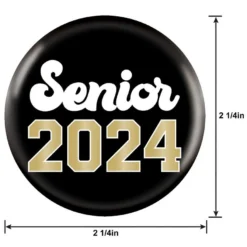 Metallic Gold Senior 2024 Graduation Buttons, 2in, 10ct -Party Supply Store 953628 03