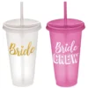 Bachelorette Party Plastic Tumblers With Straws, 24oz, 6ct