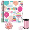 Pink Balloon Celebration Gift Wrap Kit, 3pc