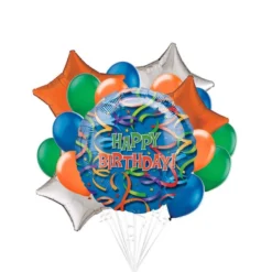 Streamer Birthday Balloon Bouquet, 17pc
