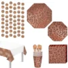 Metallic Rose Gold Leopard Print Tableware Kit For 20 Guests