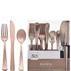 Metallic Rose Gold Leopard Print Tableware Kit For 20 Guests -Party Supply Store 961920 06
