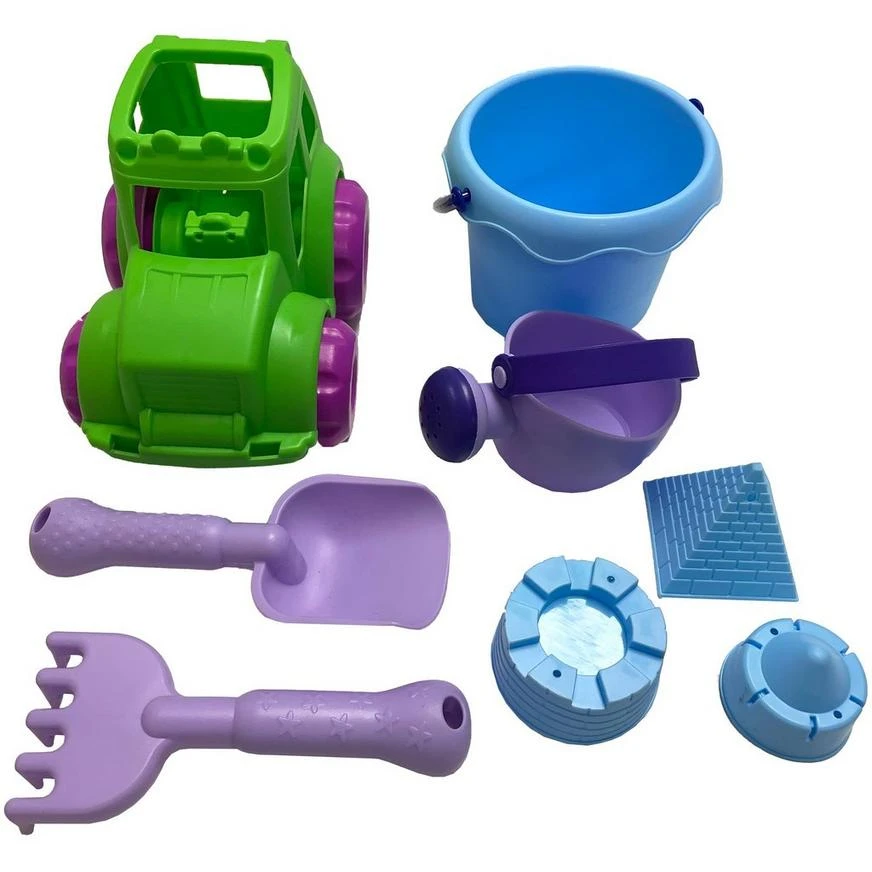 Truck & Sand Bucket Soft Plastic Beach Toy Set, 8pc 1 Truck & Sand Bucket Soft Plastic Beach Toy Set, 8pc