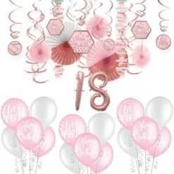 Blush 18th Birthday Room Decorating Kit, 43pc