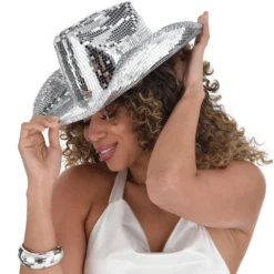 Silver Mirror Disco Cowboy Hat