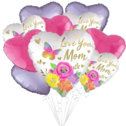 Butterfly & Flowers Mother's Day Foil Balloon Bouquet, 10pc