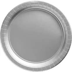 Silver Paper Dinner Plates, 10in, 20ct