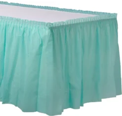 Robin's Egg Blue Plastic Table Skirt, 21ft X 29in