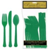 Festive Green Premium Plastic Cutlery Set 24ct