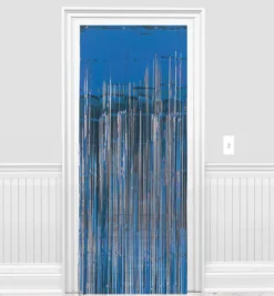 Royal Blue Foil Fringe Doorway Curtain, 3ft X 8ft