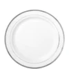 White Silver-Trimmed Premium Plastic Lunch Plates 20ct