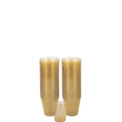 Gold Plastic Shot Glasses, 2oz, 100ct