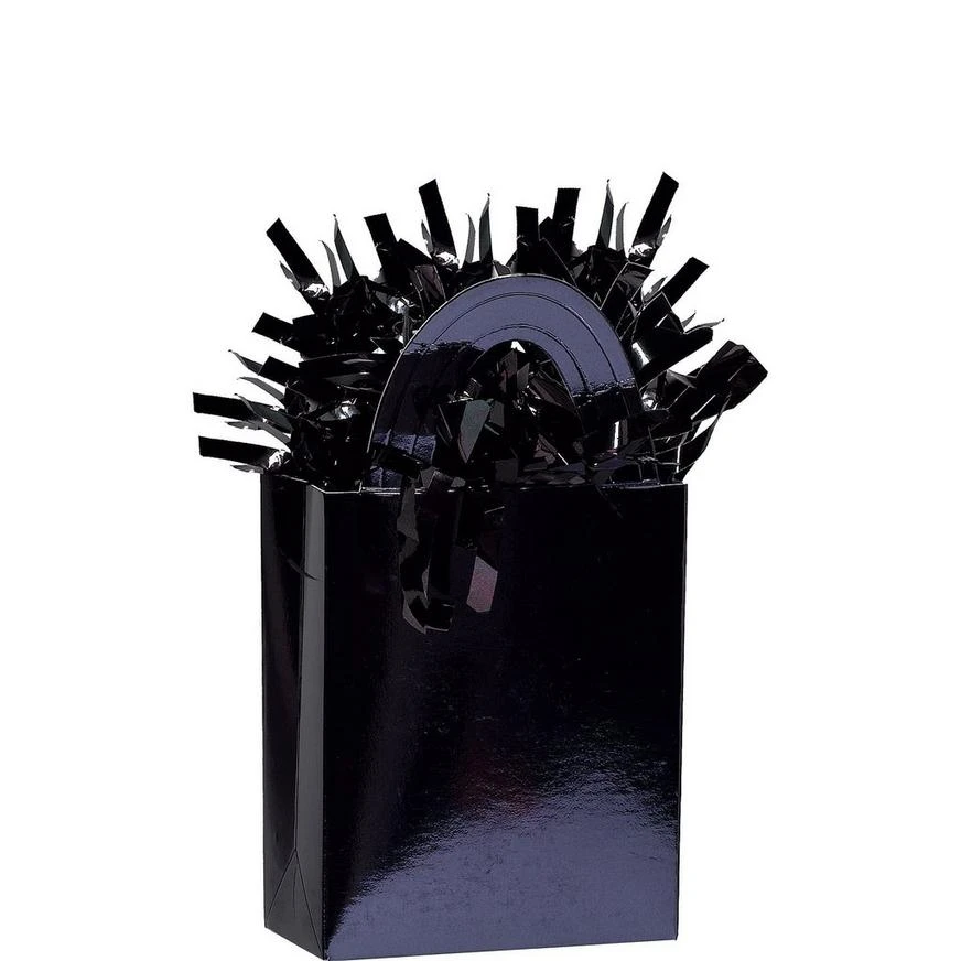Black Mini Tote Balloon Weight, 5.5oz 1 Black Mini Tote Balloon Weight, 5.5oz