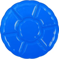 Royal Blue Plastic Scalloped Sectional Platter