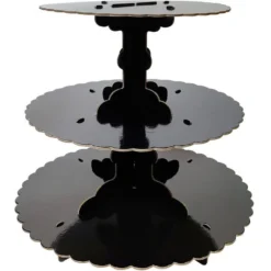 Black 3-Tiered Cardboard Cupcake Stand, 11.5in X 14.25in