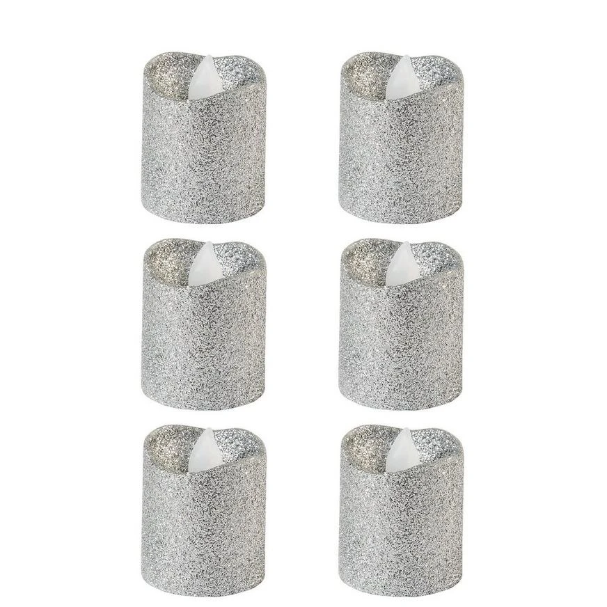Glitter Silver Votive Flameless LED Candles 6ct 1 Glitter Silver Votive Flameless LED Candles 6ct