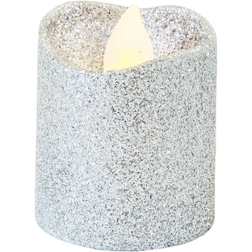 Glitter Silver Votive Flameless LED Candles 6ct 2 Glitter Silver Votive Flameless LED Candles 6ct - Image 2