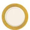 Cream Prismatic Gold Border Premium Plastic Lunch Plates 20ct