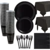 Black Paper Tableware Kit For 50 Guests