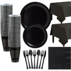 Black Paper Tableware Kit For 50 Guests