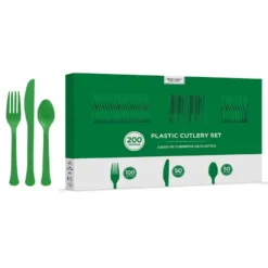 Festive Green Paper Tableware Kit For 50 Guests -Party Supply Store C756782 festive green 06