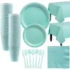 Robin's Egg Blue Paper Tableware Kit For 50 Guests