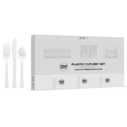 White Paper Tableware Kit For 50 Guests -Party Supply Store C756782 white 06