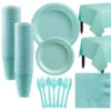 Robin's Egg Blue Plastic Tableware Kit For 50 Guests