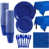 Royal Blue Plastic Tableware Kit For 50 Guests
