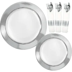 Premium Silver Border & Gold Tableware Kit For 20 Guests