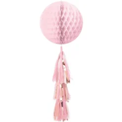 Metallic Rose Gold & Pink Honeycomb Ball With Tail